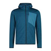 CMP Men's Jacquard Melange Hooded Full Zip Fleece (Petroleum Mel)