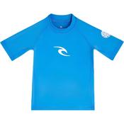 Rip Curl Junior Waves UPF50 Short Sleeve Rash Vest (Blue Gum)(Sizes UK 8-16) image
