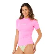 Rip Curl Women's Molokai Solid UPF50 Short Sleeve Rash Vest (Super Pink)