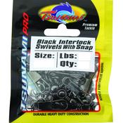 Tsunami Black Interlock Swivels With Snap (Size 1 - 8 Pack) image
