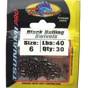 Tsunami Black Rolling Swivels (Size 6 - 30 Pack) image