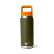 Yeti Rambler 26oz/769ml Insulated Bottle with Colour Straw Cap (Olive/King Crab Orange) image