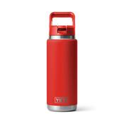 Yeti Rambler 26oz/769ml Insulated Bottle with Colour Straw Cap (Rescue Red)