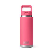 Yeti Rambler 26oz/769ml Insulated Bottle with Colour Straw Cap (Tropical Pink)