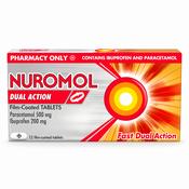 Nuromol Dual Action Tablets (Paracetamol 500mg + Ibuprofen 200mg), 12 tablets