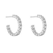 Sterling Silver CZ Inside &amp; Out Hoop Earrings image