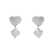 Sterling Silver Diamond Cut Double Heart Earrings image