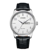 Gents Citizen Eco Drive Chandler Day Date White Dial Black Strap Watch