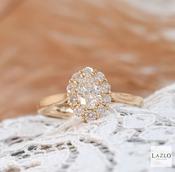 18kt Rose Gold 0.51ct Oval Diamond 0.36ct Cluster Ring image