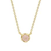 Laura Ashley Gold Plated Sterling Silver Single Stone Rose Quartz Petal Necklet image