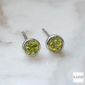 Amore Sterling Silver 4mm Round Peridot Rubover Stud Earrings image