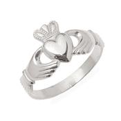 Gents Traditional White Gold Claddagh Ring image