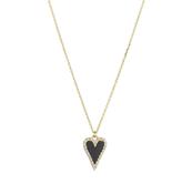 9kt Yellow Gold CZ Rimmed Black Onyx Heart &amp; Chain
