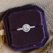 18kt White Gold G VS2 0.50ct Round Brilliant 0.33ct Halo Diamond Engagement Ring