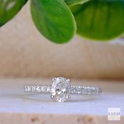 18kt White Gold Laboratory 0.53ct F SL1 Oval Diamond &amp; 0.31ct Natural Shoulder Engagement Ring