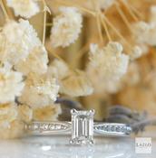 18kt White Gold Solitaire Emerald Cut 0.63ct Diamond Engagement Ring