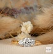 18kt Yellow Gold F VS 0.50ct Oval Diamond &amp; 0.32ct Round Brilliant Engagement Ring