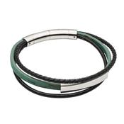 Gents Fred Bennett Green &amp; Black Leather Bracelet image