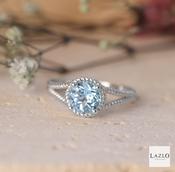 9kt White Gold Aquamarine Rope Style Surround Dress Ring image