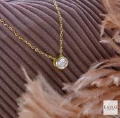 18kt Yellow Gold Rub Over 0.23ct Round Brilliant Diamond Pendant &amp; Chain image
