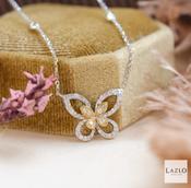 18kt White &amp; Yellow Gold 0.31ct Diamond Butterfly Necklace image