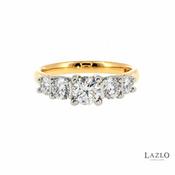 18kt Yellow Gold Platinum Round Brilliant Laboratory Graduated 1.00ct Five Stone Diamond Ring