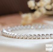 Sterling Silver 2mm Rub Over Round CZ Tennis Bracelet image