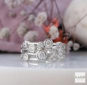 Amore Sterling Silver Multi Row Rub-over CZ Dress Ring image