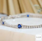 Sterling Silver Sapphire CZ Tennis Bracelet