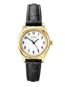 Sekonda Ladies Gold Plated Black Leather Strap Watch image