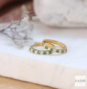 9kt Yellow Gold Emerald Green &amp; White CZ Hoop Earrings image