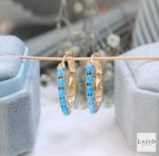 Gold Plated Blue Magnesite Hoop Earrings image