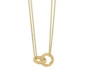 9kt Yellow Gold Textured Interlocking Round &amp; Oval Open Circles Necklace image