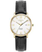 Roamer Ladies Valais Gold Plated White Dial Sapphire Crystal Black Strap Watch image