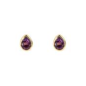 Gold Plated Sterling Silver Amethyst Teardrop Stud Earrings image