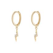 9kt Yellow Gold 10mm Hinged Hoop CZ Lightning Bolt Earrings image