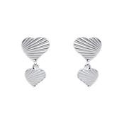 Sterling Silver Diamond Cut Double Heart Earrings image