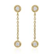 Andre Michael 9kt Yellow Gold long Rub Over 0.40ct Diamond Drop Earrings image