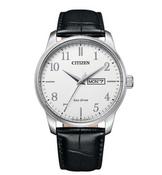 Gents Citizen Eco Drive Chandler Day Date White Dial Black Strap Watch