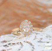 18kt Rose Gold 0.51ct Oval Diamond 0.36ct Cluster Ring image