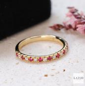 18kt Yellow Gold Micropave Set 0.12ct Diamond &amp; 0.18ct Ruby Band image