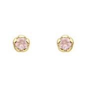 Laura Ashley Gold Plated Sterling Silver Light Rose Quartz Stud Earrings image