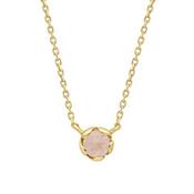 Laura Ashley Gold Plated Sterling Silver Single Stone Rose Quartz Petal Necklet image