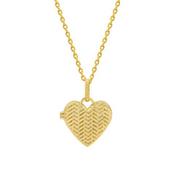 Laura Ashley Gold Plated Sterling Silver Basket Weave Heart Locket Necklace image