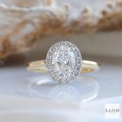 18kt Yellow Gold &amp; Platinum 1.31ct Oval VS2 D Laboratory Diamond &amp; 0.24ct Diamond Halo Engagement Ring image