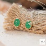 Amore 9kt Yellow Gold 8x6mm Oval Rubover Set Jade Earrings image