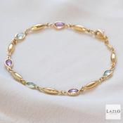 9kt Yellow Gold Oval Rub Over Blue Topaz &amp; Amethyst Bracelet image