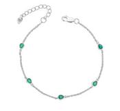 Laura Ashley Sterling Silver Green Chalcedony Stone Thornage Flower Bracelet