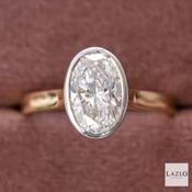 18kt Yellow &amp; White Gold Rubover 2.09ct E VVS2 Oval Laboratory Diamond Solitaire Ring image