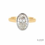 18kt Yellow &amp; White Gold Rubover 2.09ct E VVS2 Oval Laboratory Diamond Solitaire Ring